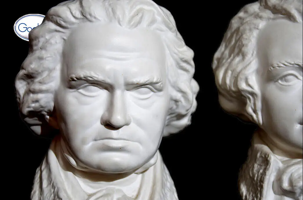 2 GOEBEL Beethoven & Mozart Büste Figur Antik Bochmann Porzellan 3