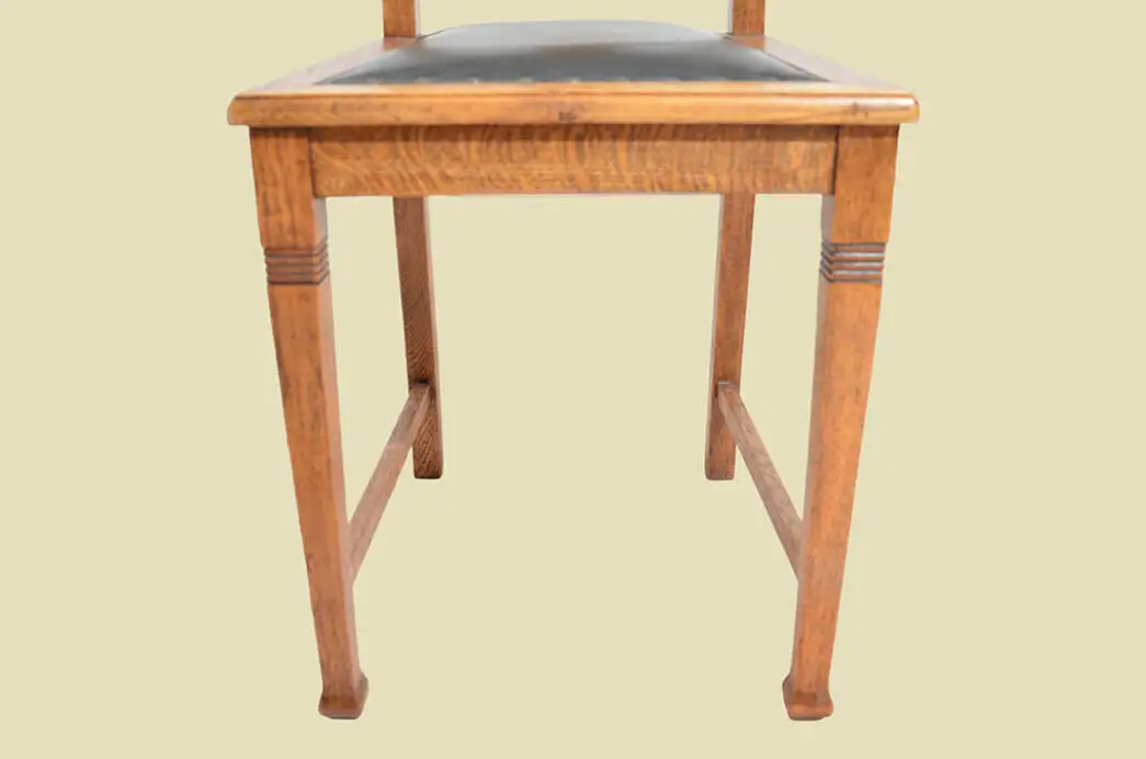 4x Stühle ANTIK Jugendstil Eiche Nußbaum Stuhl mit Leder ORIGINALvon1920 10