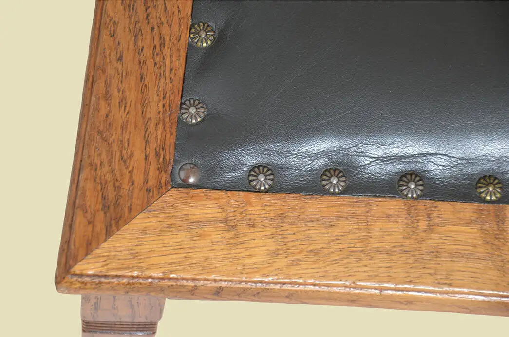 4x Stühle ANTIK Jugendstil Eiche Nußbaum Stuhl mit Leder ORIGINALvon1920 12