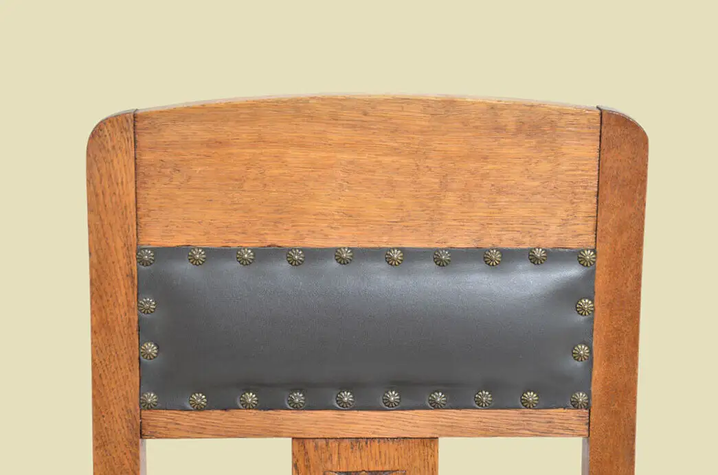 4x Stühle ANTIK Jugendstil Eiche Nußbaum Stuhl mit Leder ORIGINALvon1920 7