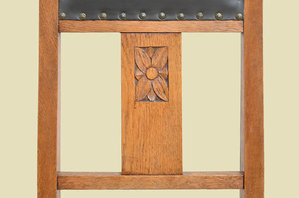 4x Stühle ANTIK Jugendstil Eiche Nußbaum Stuhl mit Leder ORIGINALvon1920 8