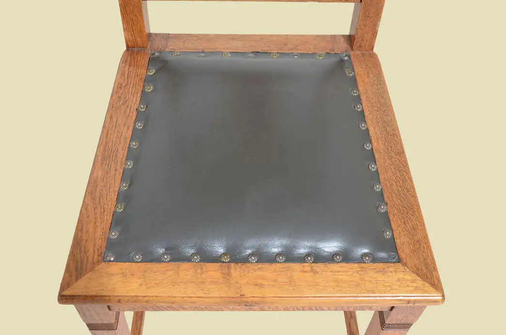 4x Stühle ANTIK Jugendstil Eiche Nußbaum Stuhl mit Leder ORIGINALvon1920 9