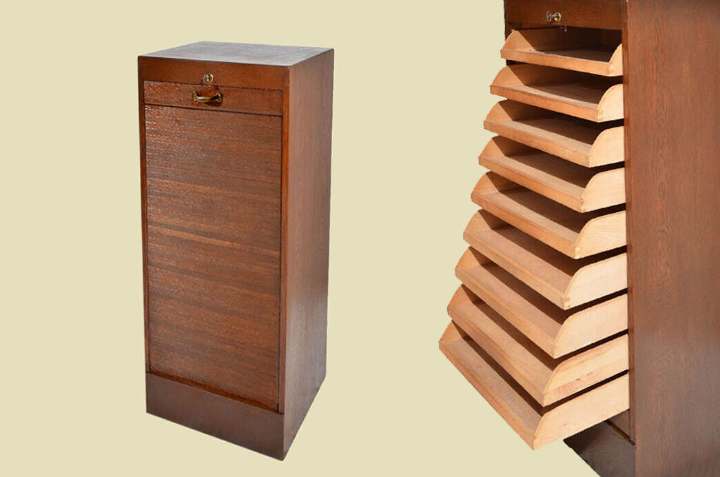 Notenschrank ANTIK Art Deco Jugendstil Rolladenschrank ORIGINALvon1920 0