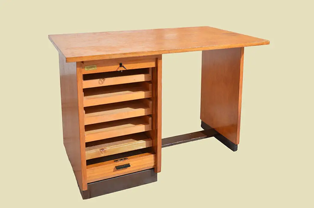 Schreibtisch ANTIK Vintage 60er Jahre Rolladen Sekretär ORIGINALvon1960 5
