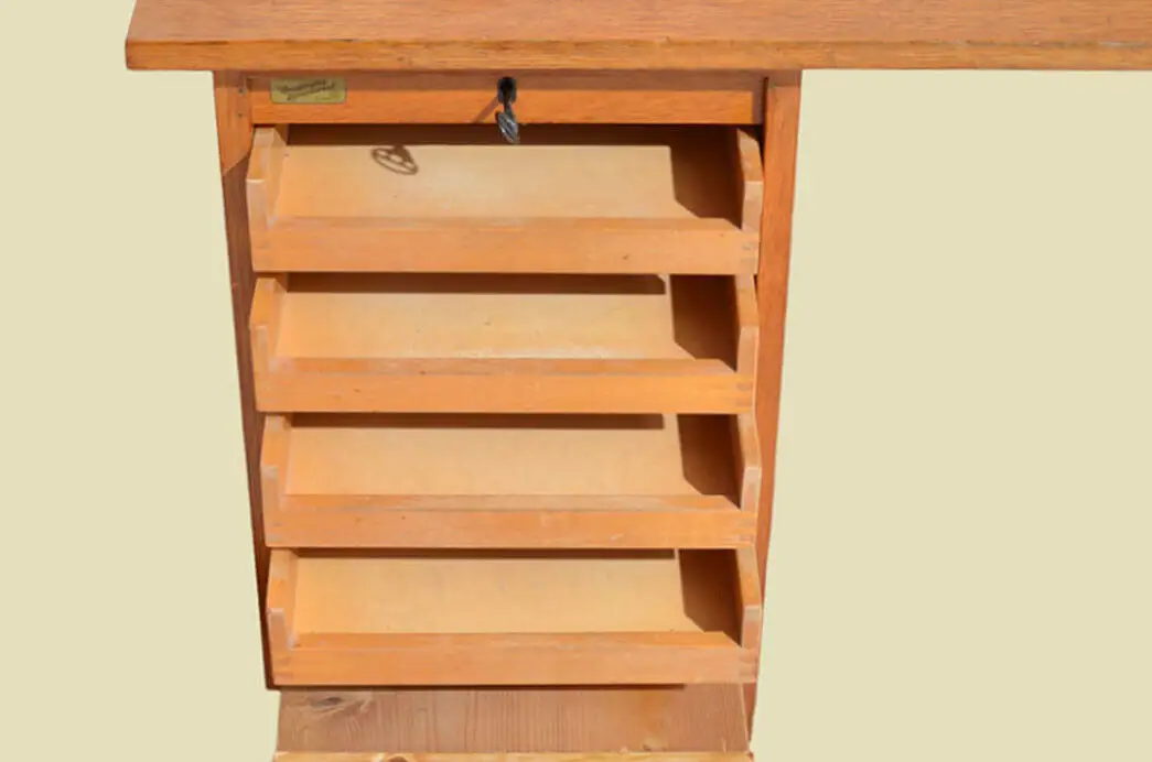 Schreibtisch ANTIK Vintage 60er Jahre Rolladen Sekretär ORIGINALvon1960 6
