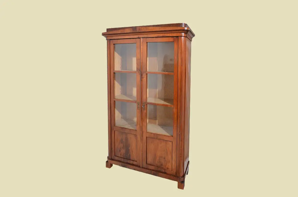 Vitrine ANTIK Biedermeier Mahagoni Bücherschtank Schrank Schinkeldach von 1820 1