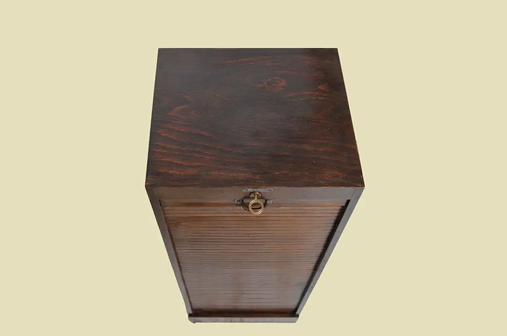 Notenschrank ANTIK Art Deco 60er Jahre Unionzeiss Rolladenschrank von 1960 3