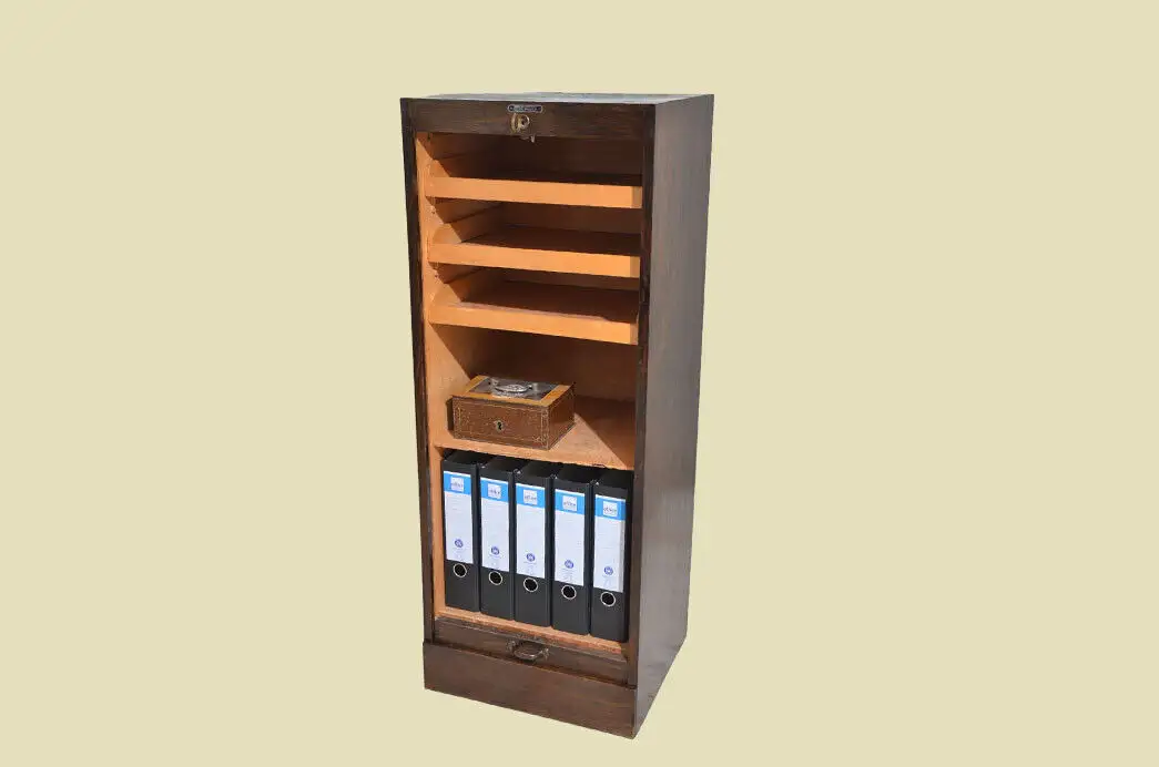 Notenschrank ANTIK Art Deco 60er Jahre Unionzeiss Rolladenschrank von 1960 6