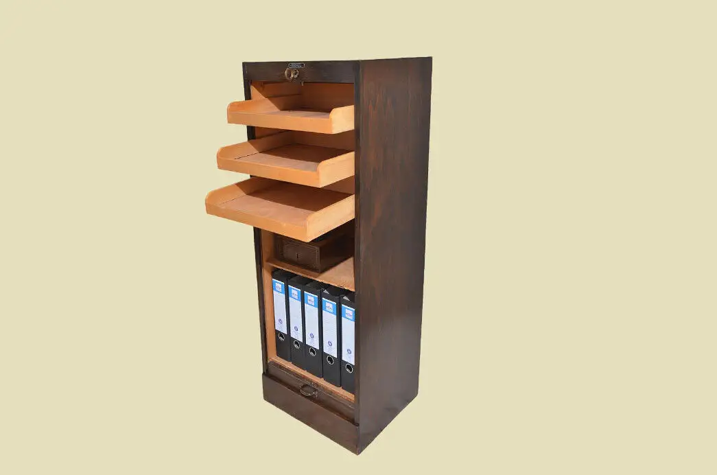 Notenschrank ANTIK Art Deco 60er Jahre Unionzeiss Rolladenschrank von 1960 7