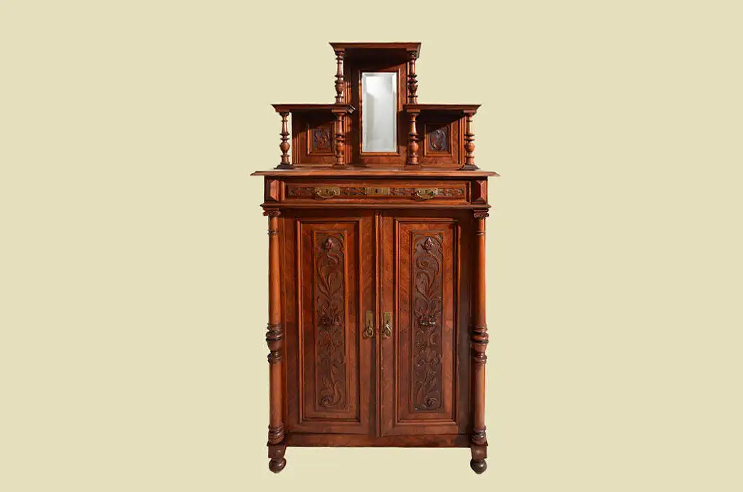 Vertiko ANTIK Gründerzeit Nußbaum Kommode Schrank mit Aufsatz von 1880 0