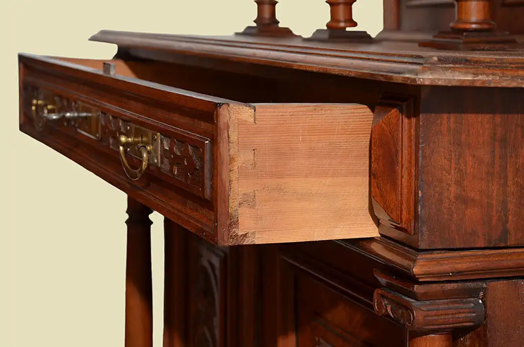 Vertiko ANTIK Gründerzeit Nußbaum Kommode Schrank mit Aufsatz von 1880 13