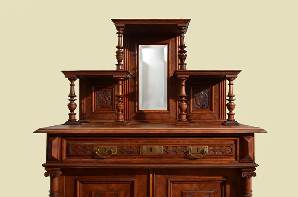 Vertiko ANTIK Gründerzeit Nußbaum Kommode Schrank mit Aufsatz von 1880 14
