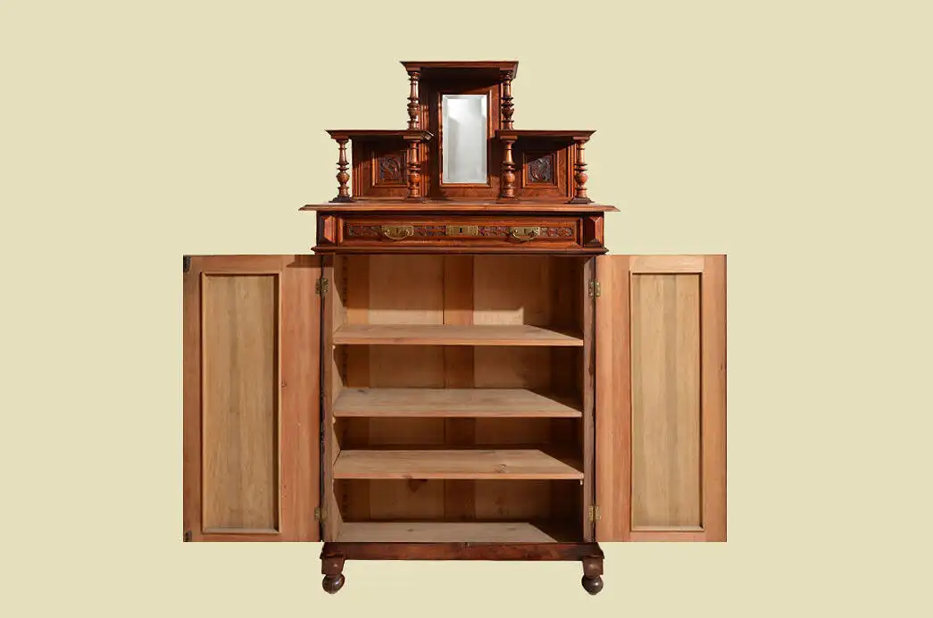 Vertiko ANTIK Gründerzeit Nußbaum Kommode Schrank mit Aufsatz von 1880 2