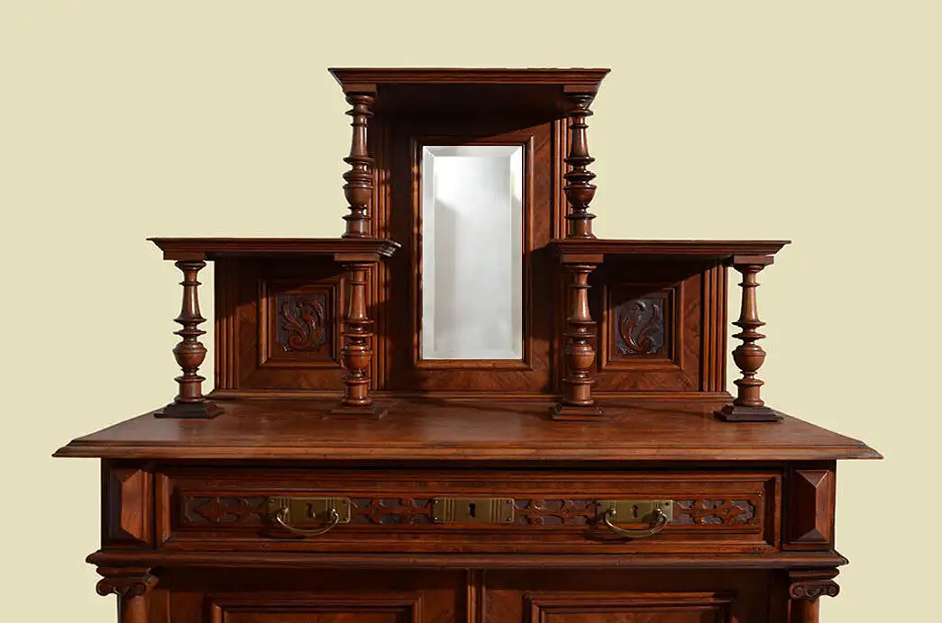 Vertiko ANTIK Gründerzeit Nußbaum Kommode Schrank mit Aufsatz von 1880 5