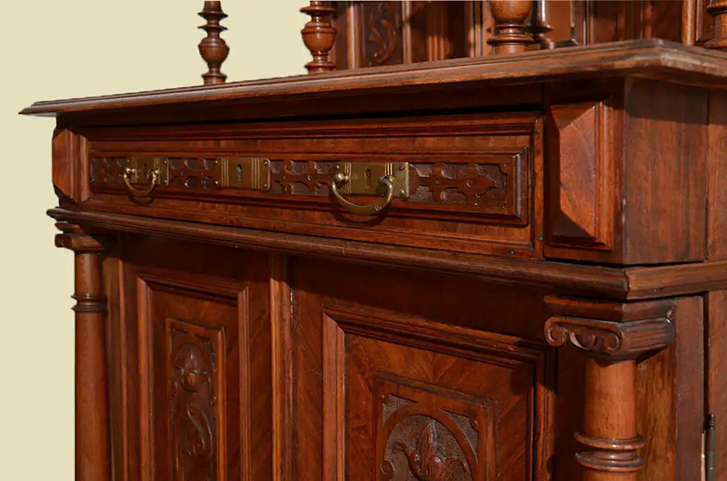 Vertiko ANTIK Gründerzeit Nußbaum Kommode Schrank mit Aufsatz von 1880 7