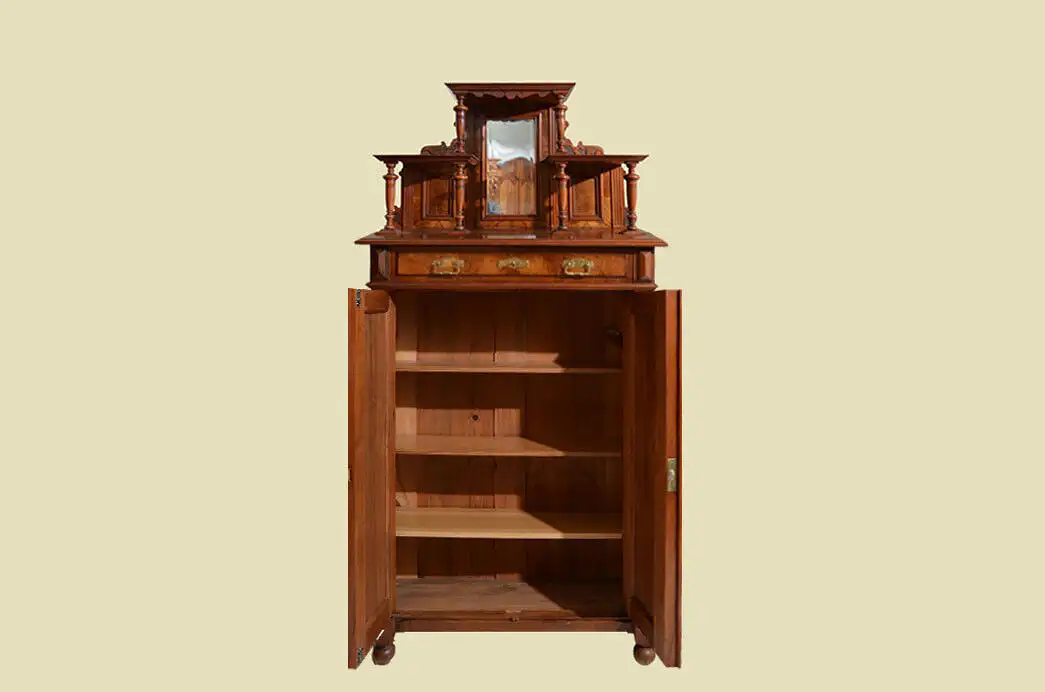 Vertiko ANTIK Gründerzeit Nußbaum Kommode Schrank mit Aufsatz von 1880 3