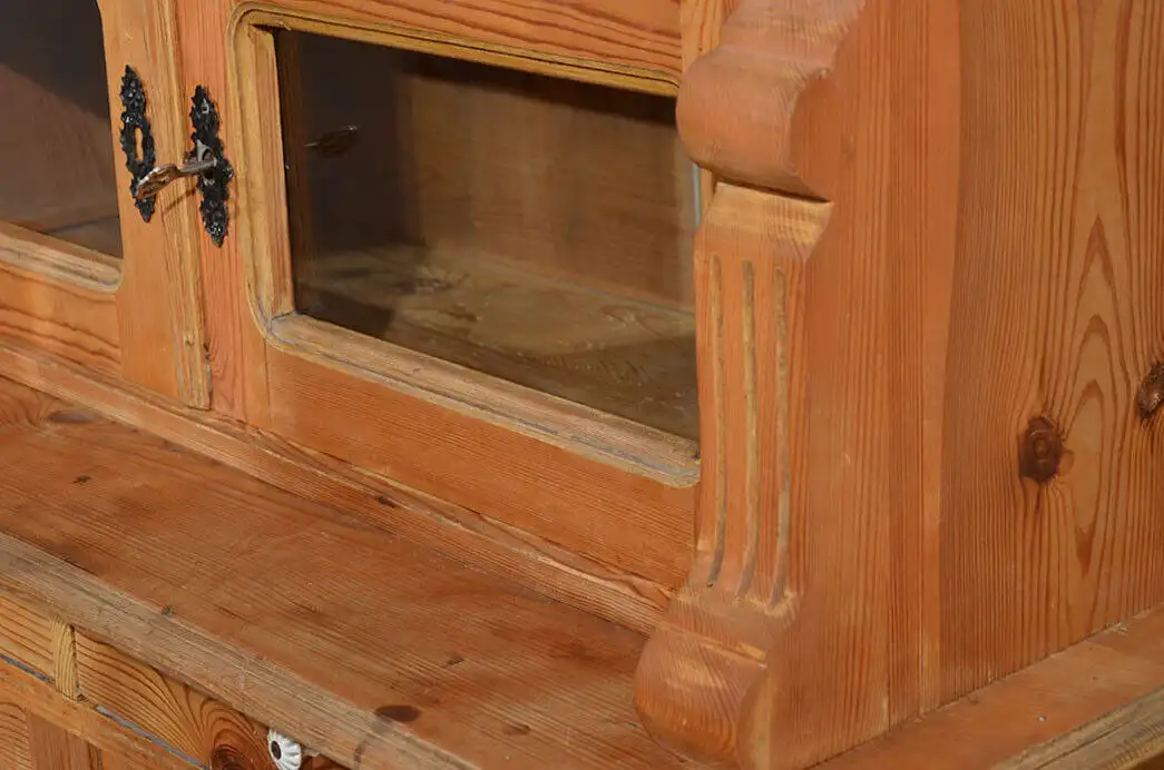 Küchenbuffet ANTIK Jugendstil Weichholz Vitrine Kommode Schrank von 1920 12