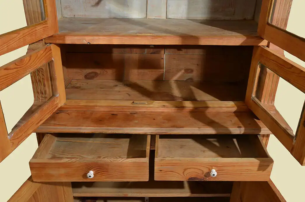 Küchenbuffet ANTIK Jugendstil Weichholz Vitrine Kommode Schrank von 1920 4