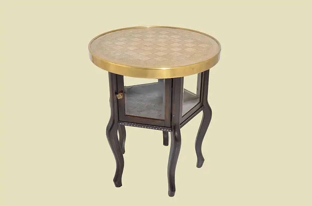 Rauchtisch Schachtisch ANTIK Jugendstil Nußbaum Beistelltisch von 1920 0