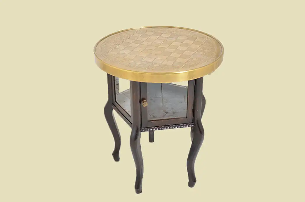 Rauchtisch Schachtisch ANTIK Jugendstil Nußbaum Beistelltisch von 1920 1