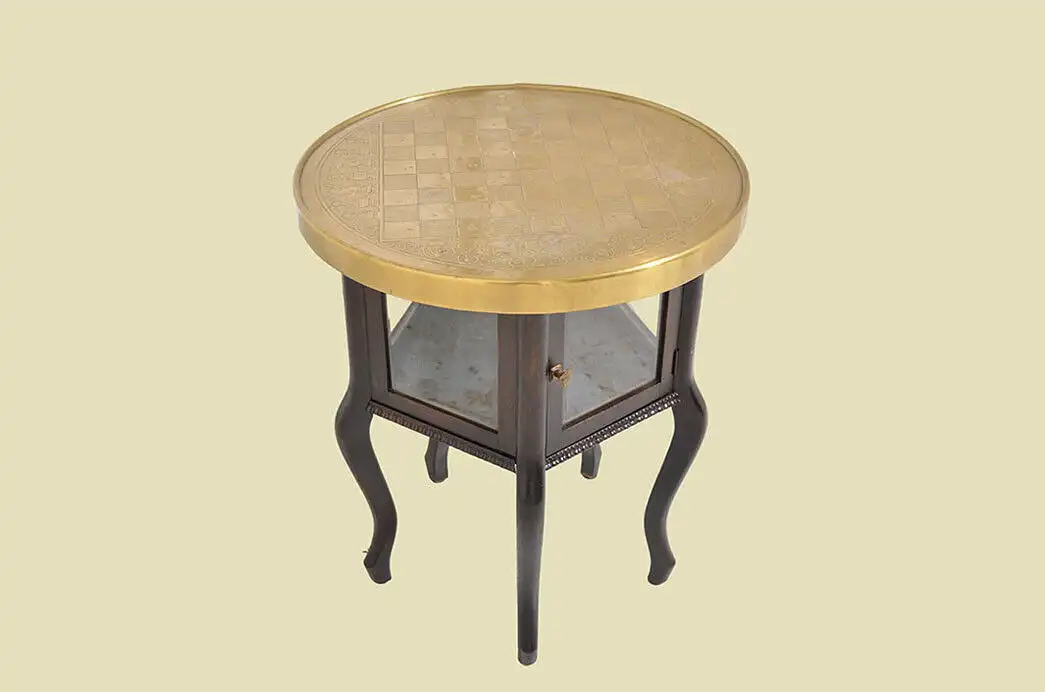 Rauchtisch Schachtisch ANTIK Jugendstil Nußbaum Beistelltisch von 1920 2
