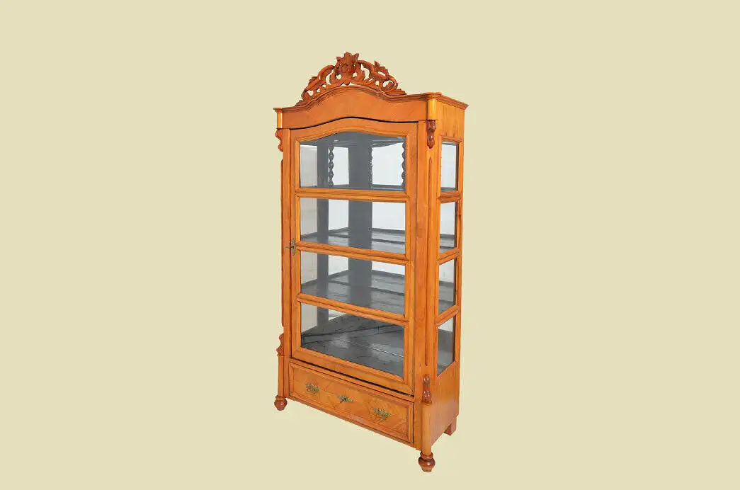 Edle Vitrine ANTIK Biedermeier Kirschholz rundum verglast von 1830 - restauriert 1