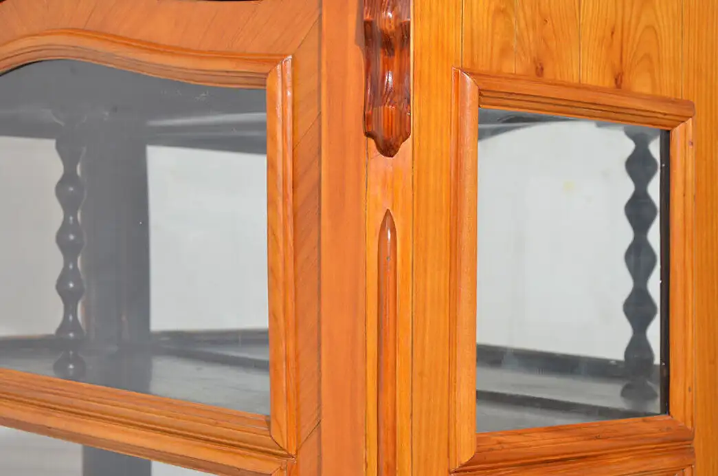 Edle Vitrine ANTIK Biedermeier Kirschholz rundum verglast von 1830 - restauriert 15