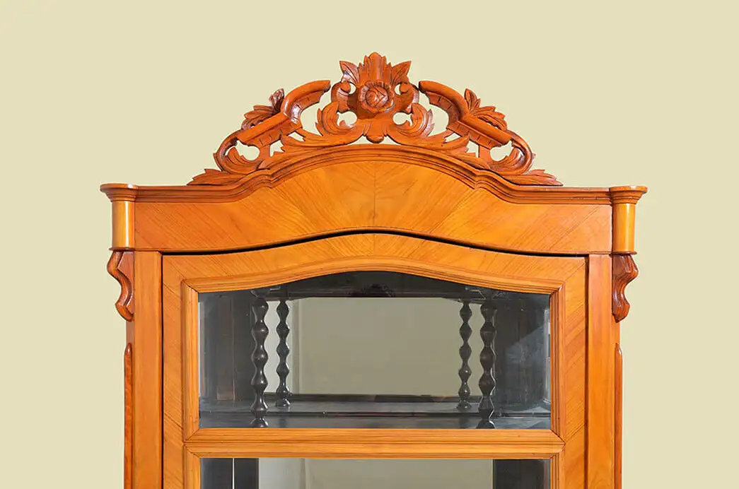 Edle Vitrine ANTIK Biedermeier Kirschholz rundum verglast von 1830 - restauriert 16