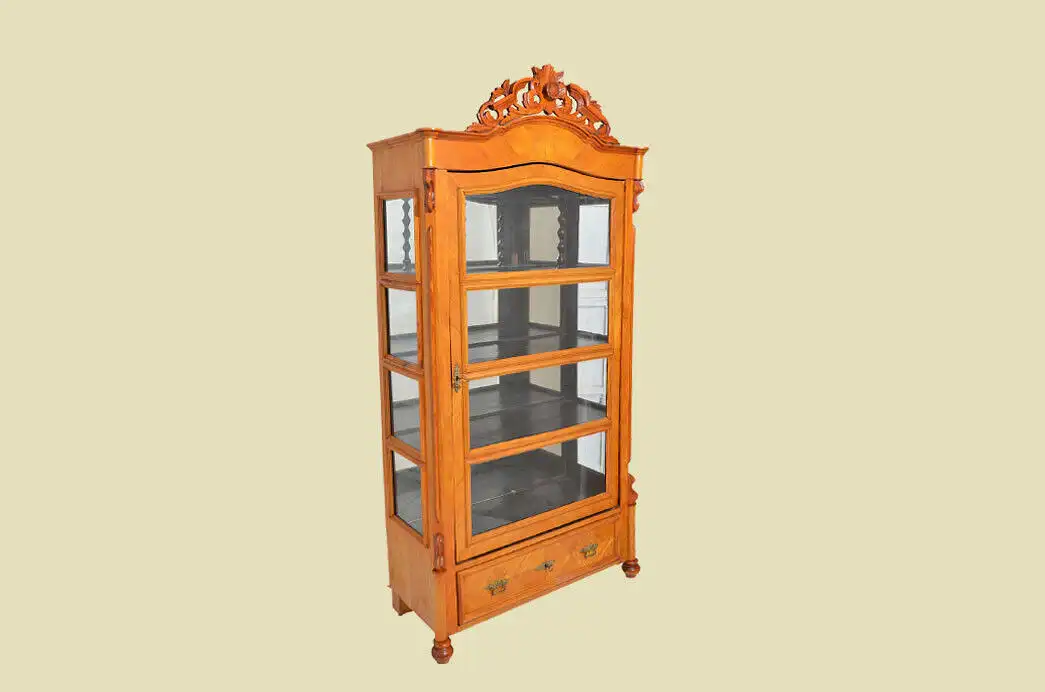 Edle Vitrine ANTIK Biedermeier Kirschholz rundum verglast von 1830 - restauriert 2