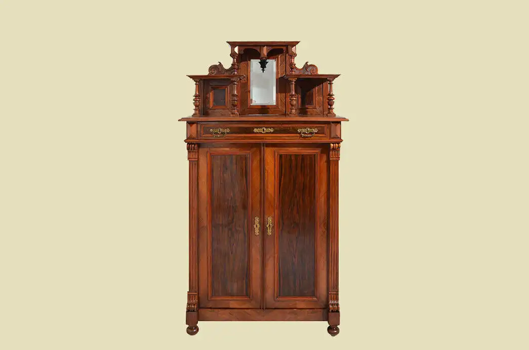 Vertiko ANTIK Gründerzeit Nußbaum Kommode Schrank mit Aufsatz von 1880 0