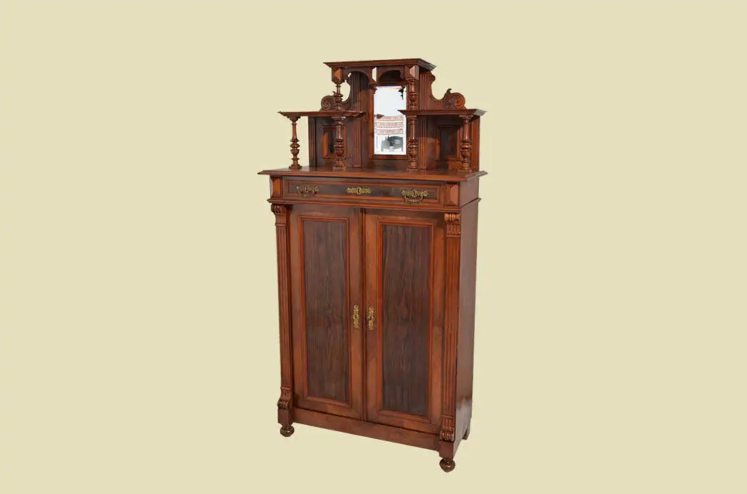 Vertiko ANTIK Gründerzeit Nußbaum Kommode Schrank mit Aufsatz von 1880 1