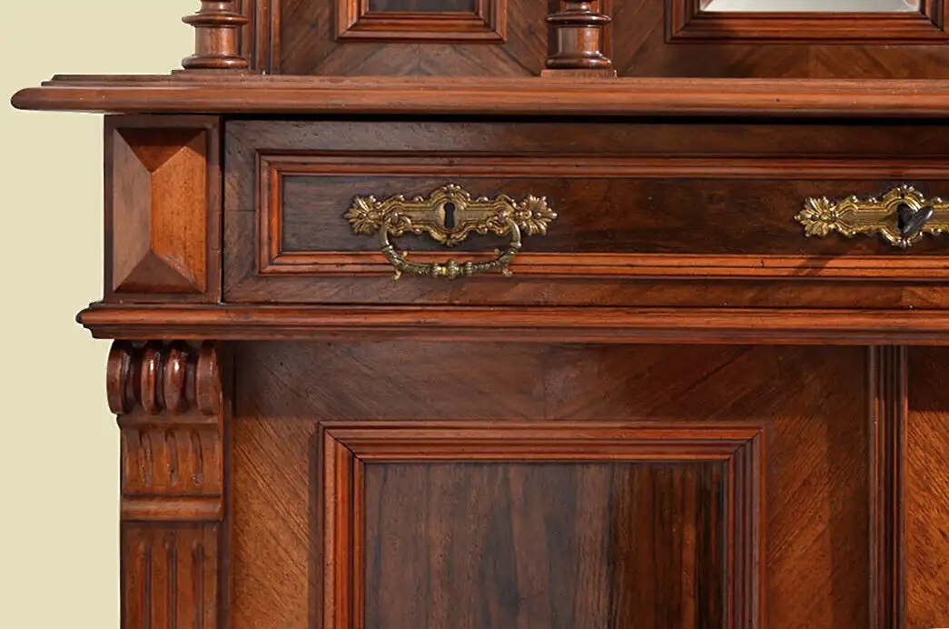 Vertiko ANTIK Gründerzeit Nußbaum Kommode Schrank mit Aufsatz von 1880 12