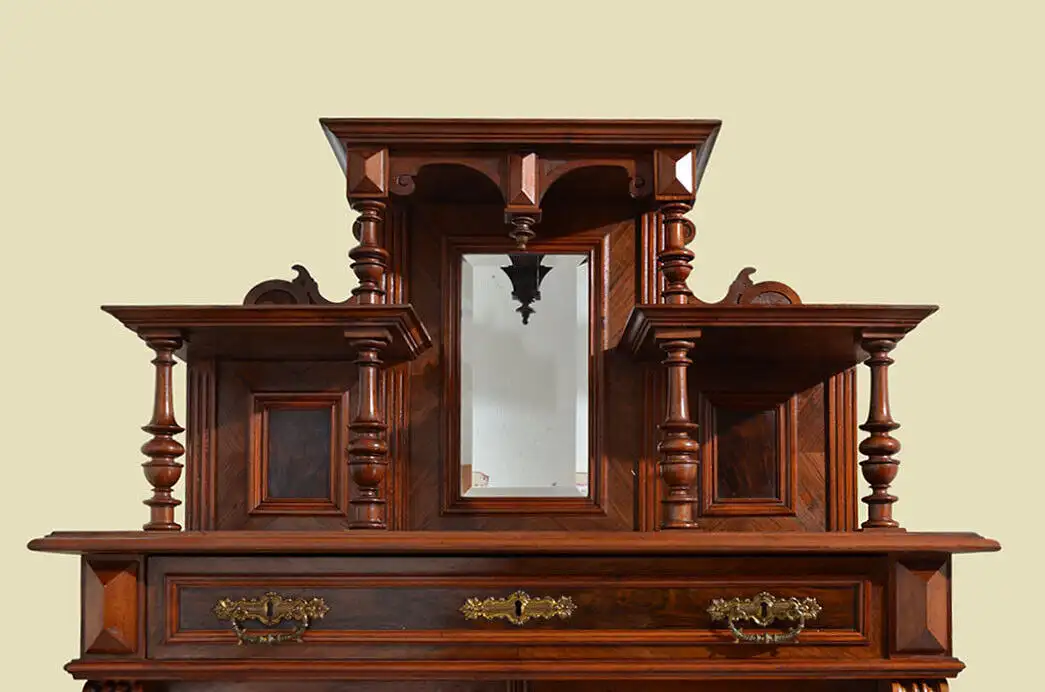 Vertiko ANTIK Gründerzeit Nußbaum Kommode Schrank mit Aufsatz von 1880 15