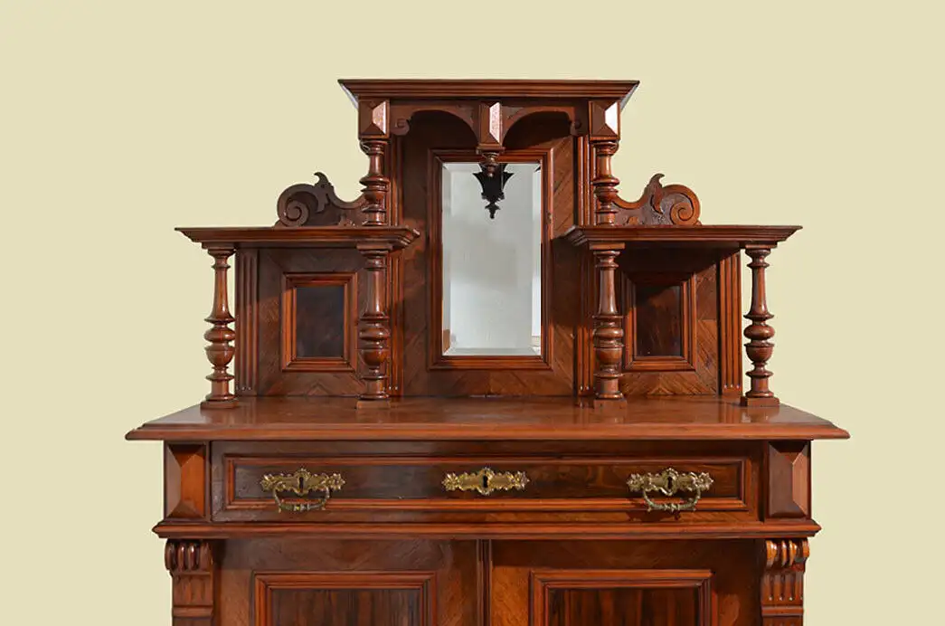 Vertiko ANTIK Gründerzeit Nußbaum Kommode Schrank mit Aufsatz von 1880 16