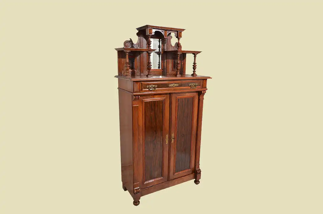 Vertiko ANTIK Gründerzeit Nußbaum Kommode Schrank mit Aufsatz von 1880 2