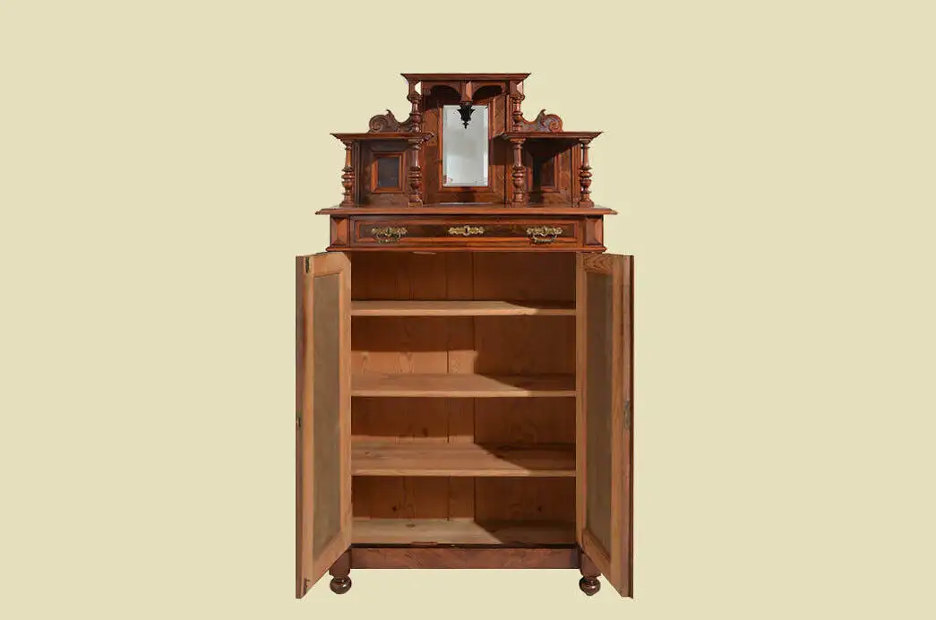 Vertiko ANTIK Gründerzeit Nußbaum Kommode Schrank mit Aufsatz von 1880 3