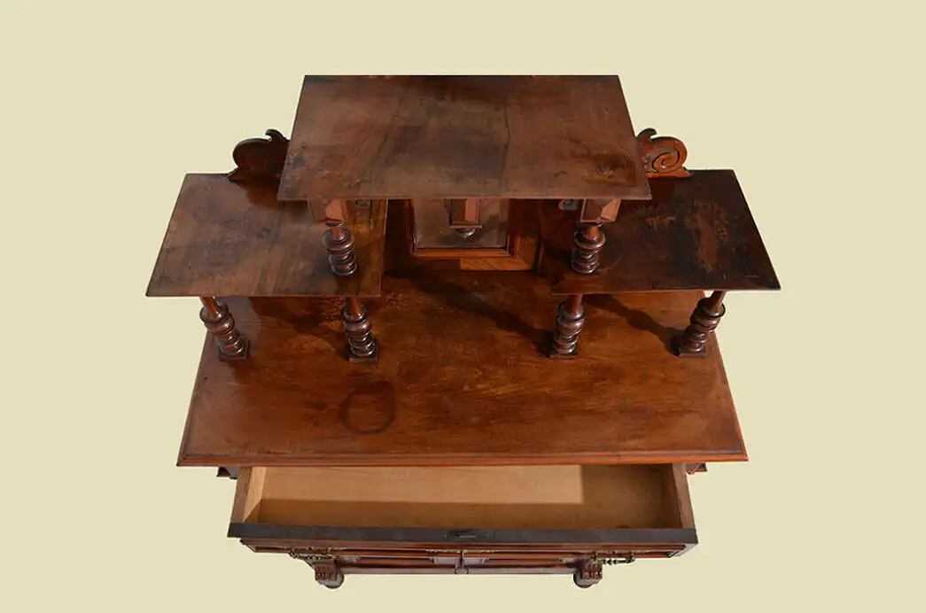 Vertiko ANTIK Gründerzeit Nußbaum Kommode Schrank mit Aufsatz von 1880 5