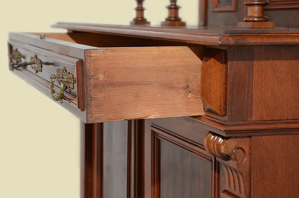 Vertiko ANTIK Gründerzeit Nußbaum Kommode Schrank mit Aufsatz von 1880 7
