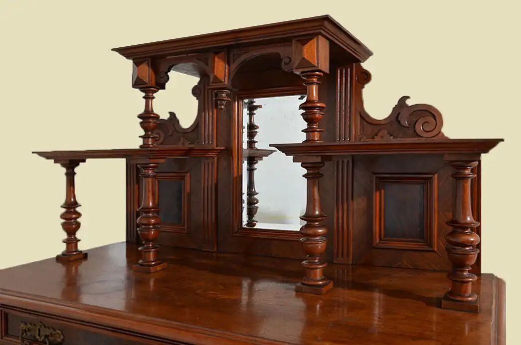 Vertiko ANTIK Gründerzeit Nußbaum Kommode Schrank mit Aufsatz von 1880 8