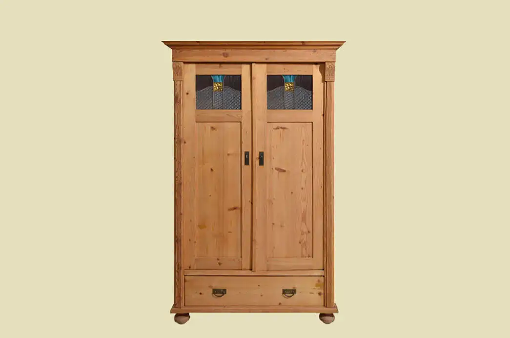 Kleiderschrank ANTIK Jugendstil Weichholz Schrank mit Schublade von 1920 580 0