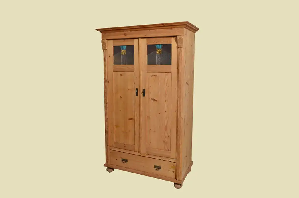 Kleiderschrank ANTIK Jugendstil Weichholz Schrank mit Schublade von 1920 580 1