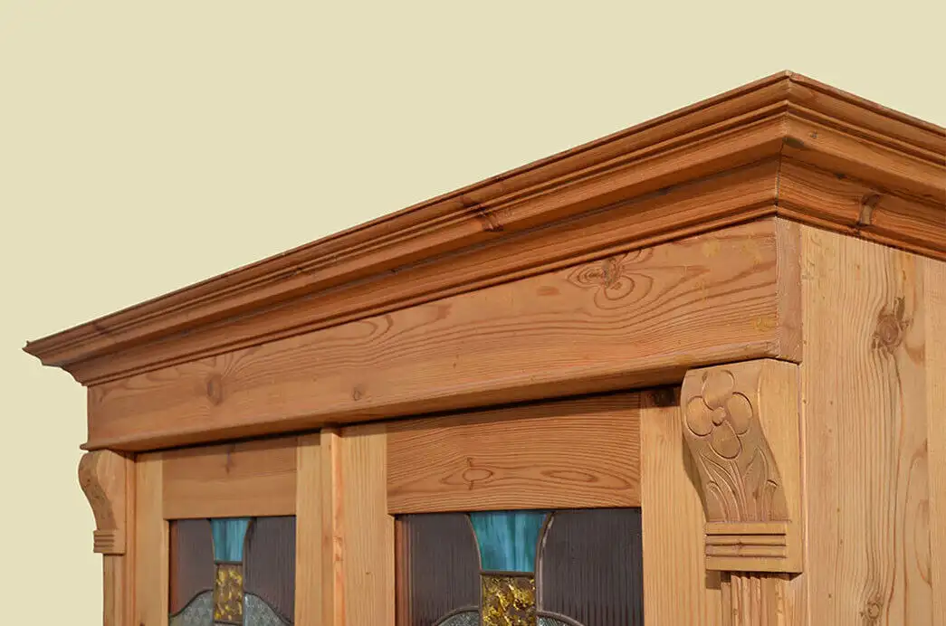 Kleiderschrank ANTIK Jugendstil Weichholz Schrank mit Schublade von 1920 580 13