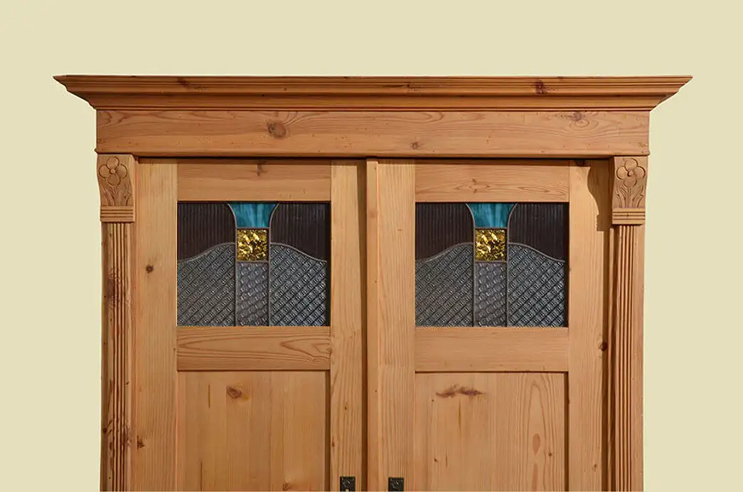 Kleiderschrank ANTIK Jugendstil Weichholz Schrank mit Schublade von 1920 580 16