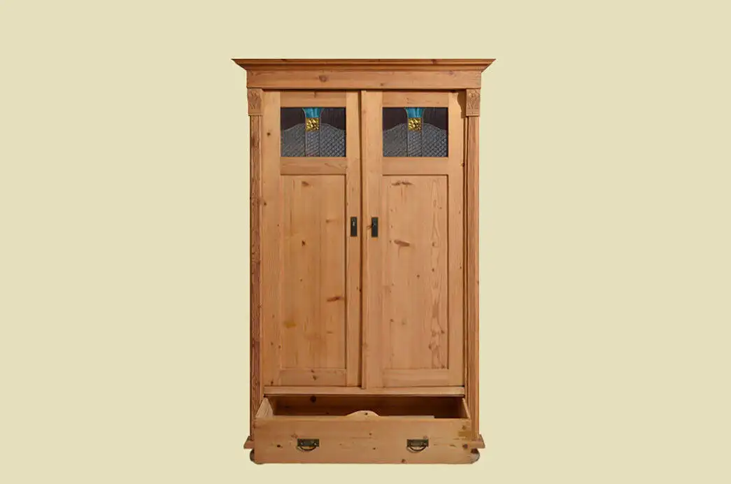 Kleiderschrank ANTIK Jugendstil Weichholz Schrank mit Schublade von 1920 580 2