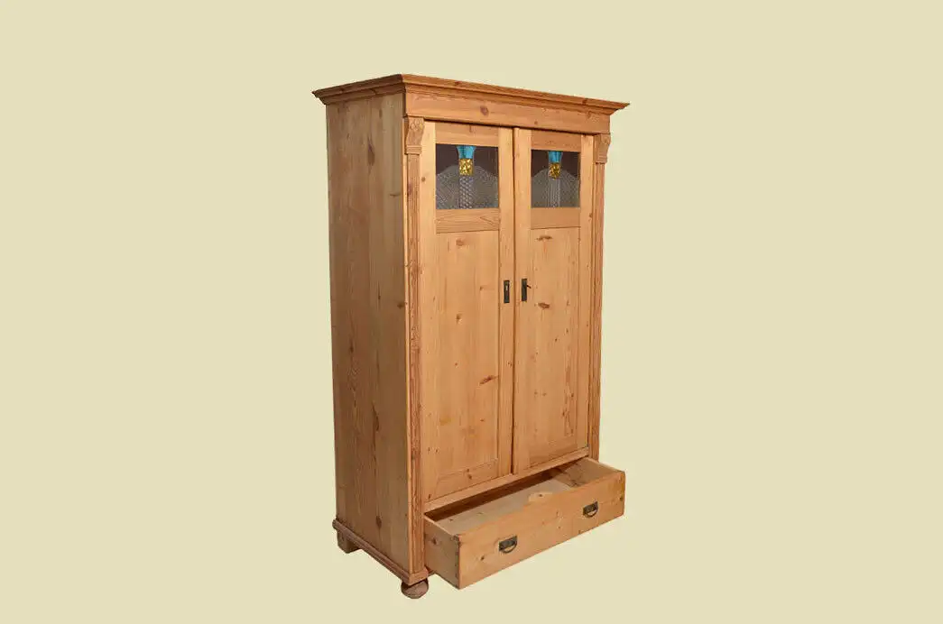 Kleiderschrank ANTIK Jugendstil Weichholz Schrank mit Schublade von 1920 580 3