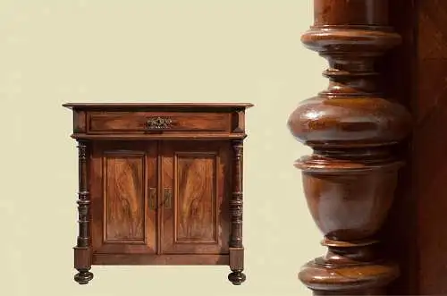 Kommode ANTIK Gründerzeit Nußbaum Halbschrank Schrank mit Säulen von 1880