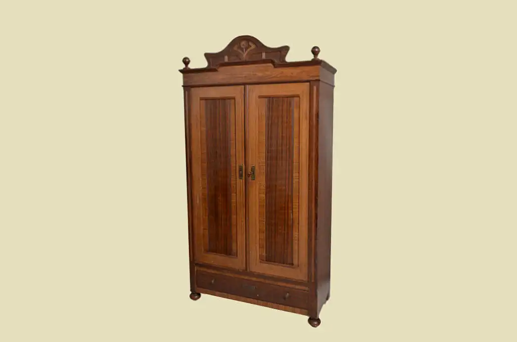 Kleiderschrank ANTIK Jugendstil Nußbaum Schrank Schublade von 1920 1