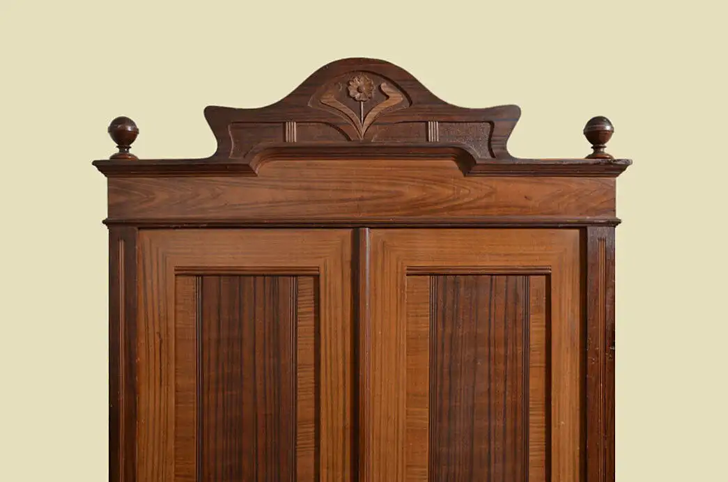 Kleiderschrank ANTIK Jugendstil Nußbaum Schrank Schublade von 1920 16