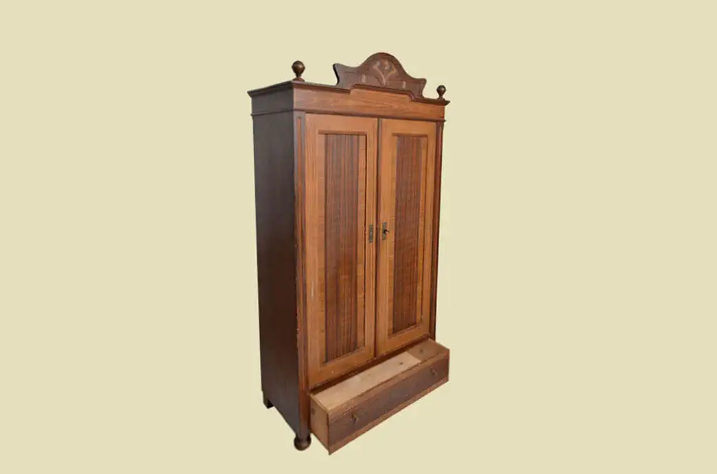 Kleiderschrank ANTIK Jugendstil Nußbaum Schrank Schublade von 1920 2