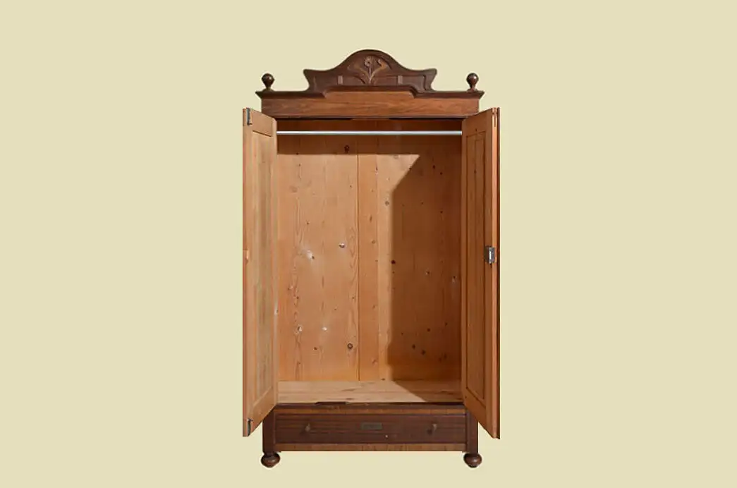 Kleiderschrank ANTIK Jugendstil Nußbaum Schrank Schublade von 1920 4